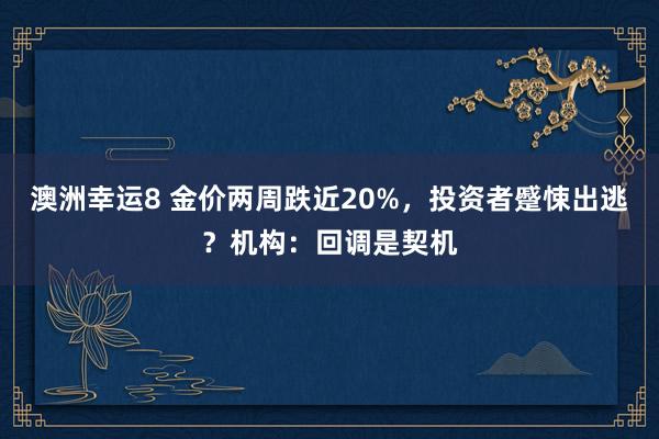 澳洲幸运8 金价两周跌近20%，投资者蹙悚出逃？机构：回调是契机