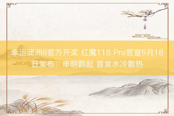幸运澳洲8官方开奖 红魔11S Pro官宣5月18日发布：申明鹊起 首发水冷散热